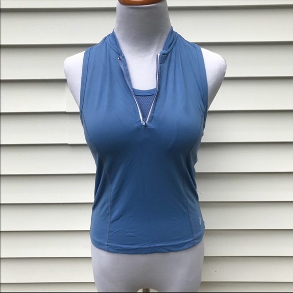 Asics fitted blue half zip workout gym yoga tennis - Picture 3 of 7